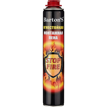 Пена монтажная BARTON'S STOP FIRE огнестойкая проффесиональная, 880/1000 мл, 16 шт/уп подробнее