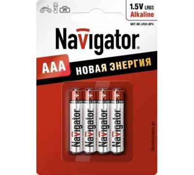 Элемент питания Navigator 94 751 NBT-NE-LR03-BP4 щелочные, тип AAA, блистер 4шт фото