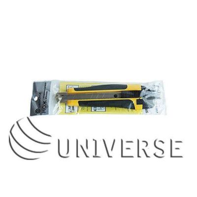 Нож малярный UNIVERSE 18 мм , с мет.направляющей, авто фиксация,резино-пластиковый корпус (240 шт/к) фото